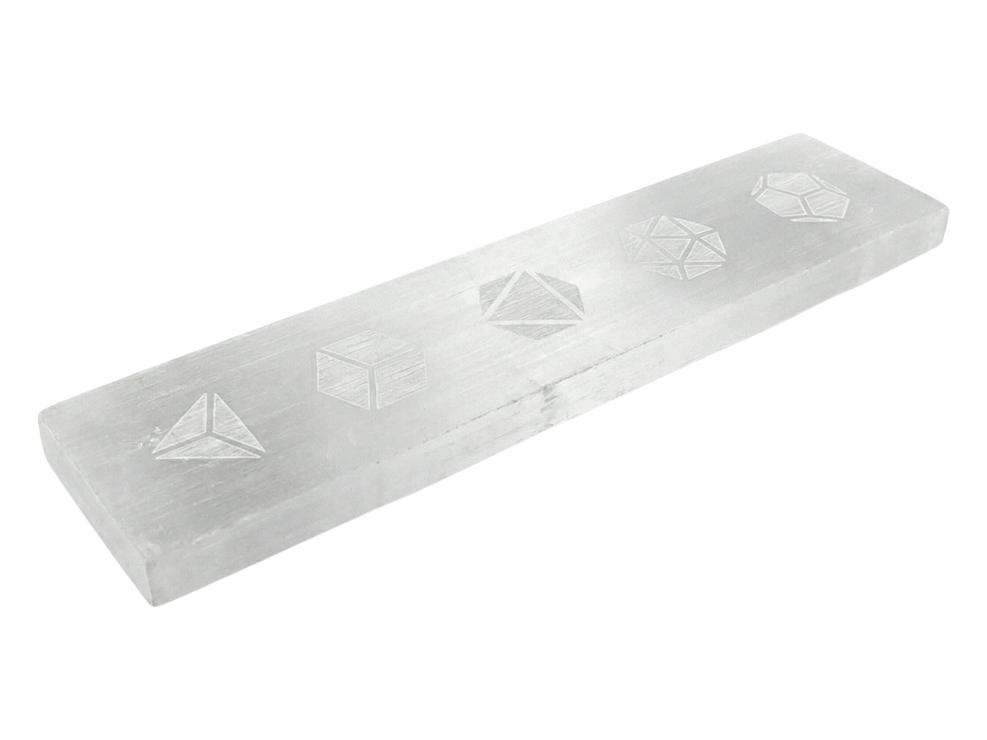 PLACA DE SELENITA CON GRABADO DE LOS 5 ELEMENTOS