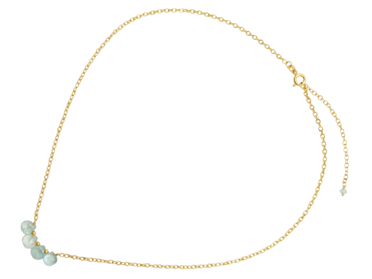 COLLAR DE PLATA .925 CENTRO AGUAMARINA