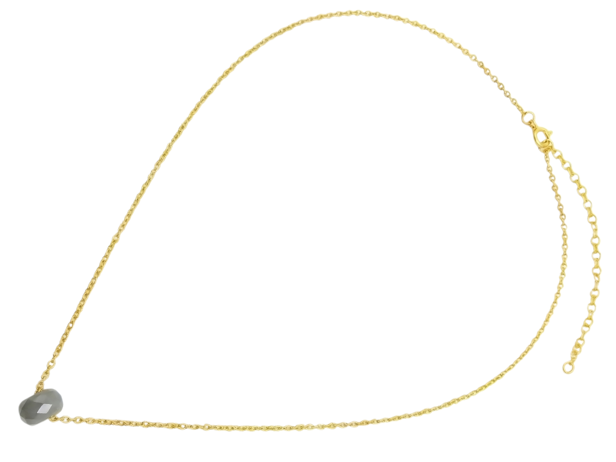 Collar de Plata .925 Centro Cuarzo Gris - collar con dije