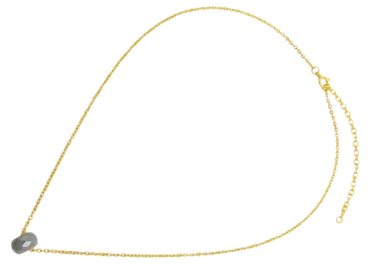 COLLAR DE PLATA .925 CENTRO CUARZO GRIS