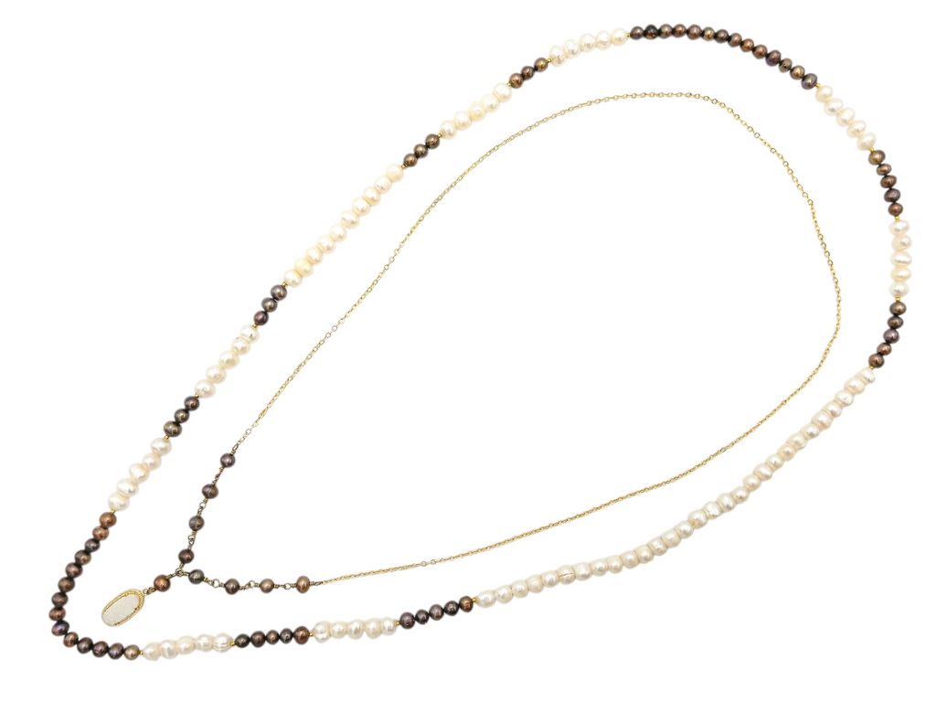 Set Collar Perla Café - collar con dije