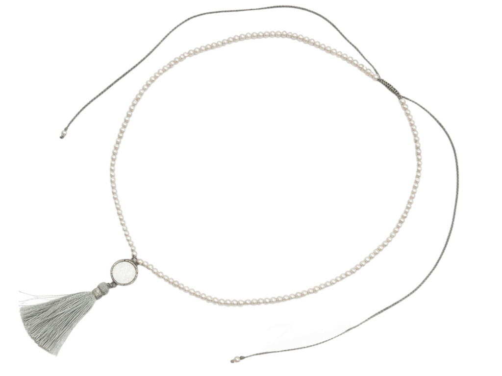 Collar Perla Centro Titanio - collar con dije