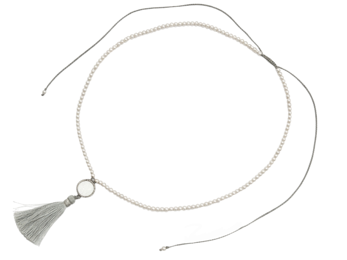 Collar Perla Centro Titanio - collar con dije