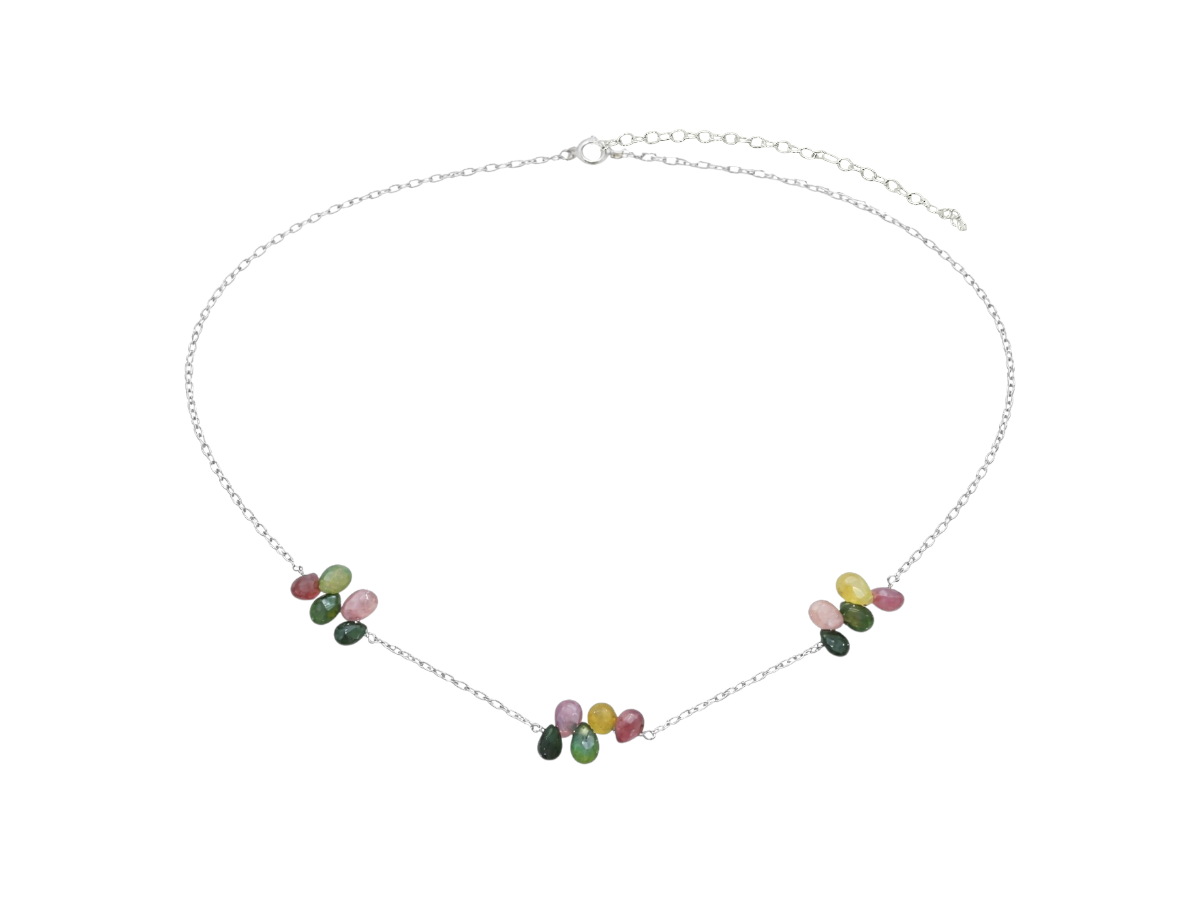 Collar de Plata.925 Centro Turmalina Sandia - collar con dije