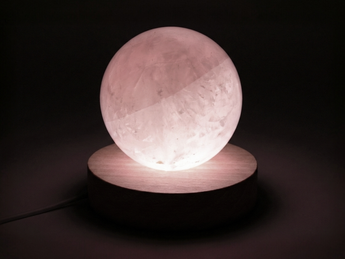 ESFERA DE CUARZO ROSA ILUMINADA