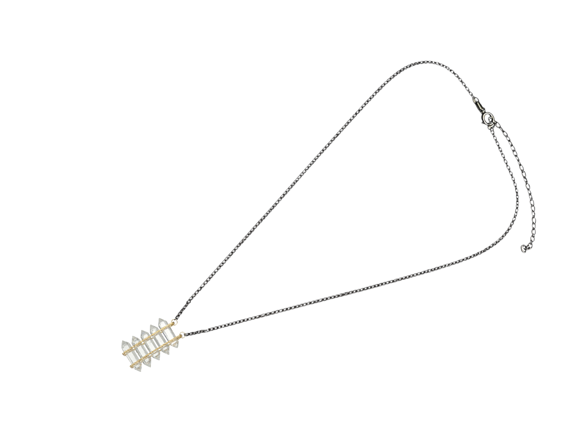 COLLAR DE PLATA .925 CENTRO PUNTAS CUARZO BLANCO