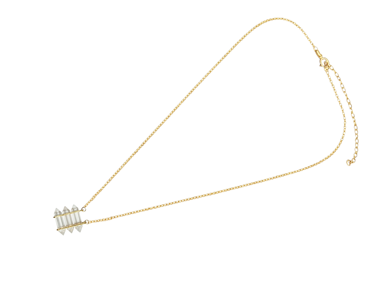 COLLAR DE PLATA .925 CENTRO PUNTAS CUARZO BLANCO