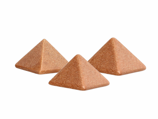 SET DE TRES PIRÁMIDES DE VENTURINA DORADA