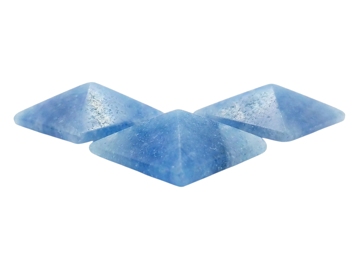 SET DE TRES PIRÁMIDES DE CUARZO AZUL