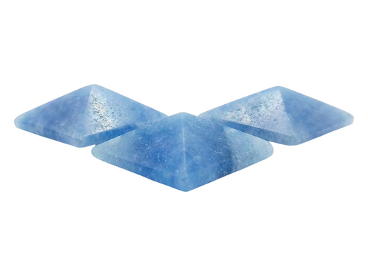 SET DE TRES PIRÁMIDES DE CUARZO AZUL