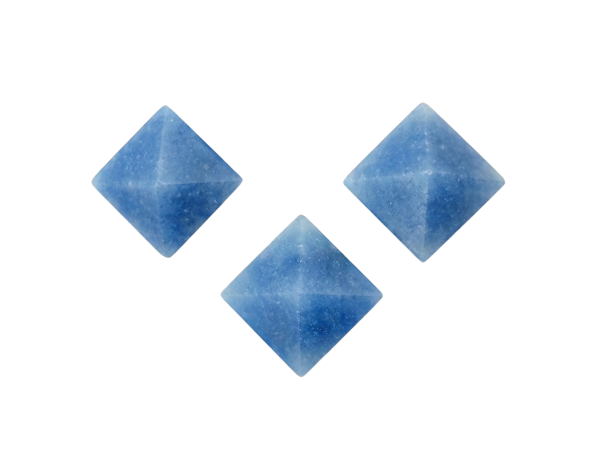 SET DE TRES PIRÁMIDES DE CUARZO AZUL