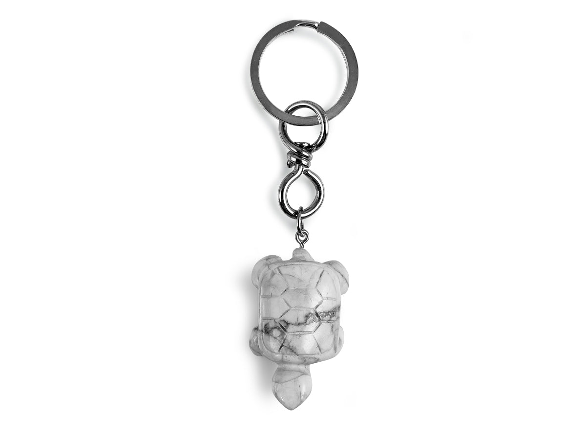 Llavero Tortuga de Howlita Blanca - llavero con piedra