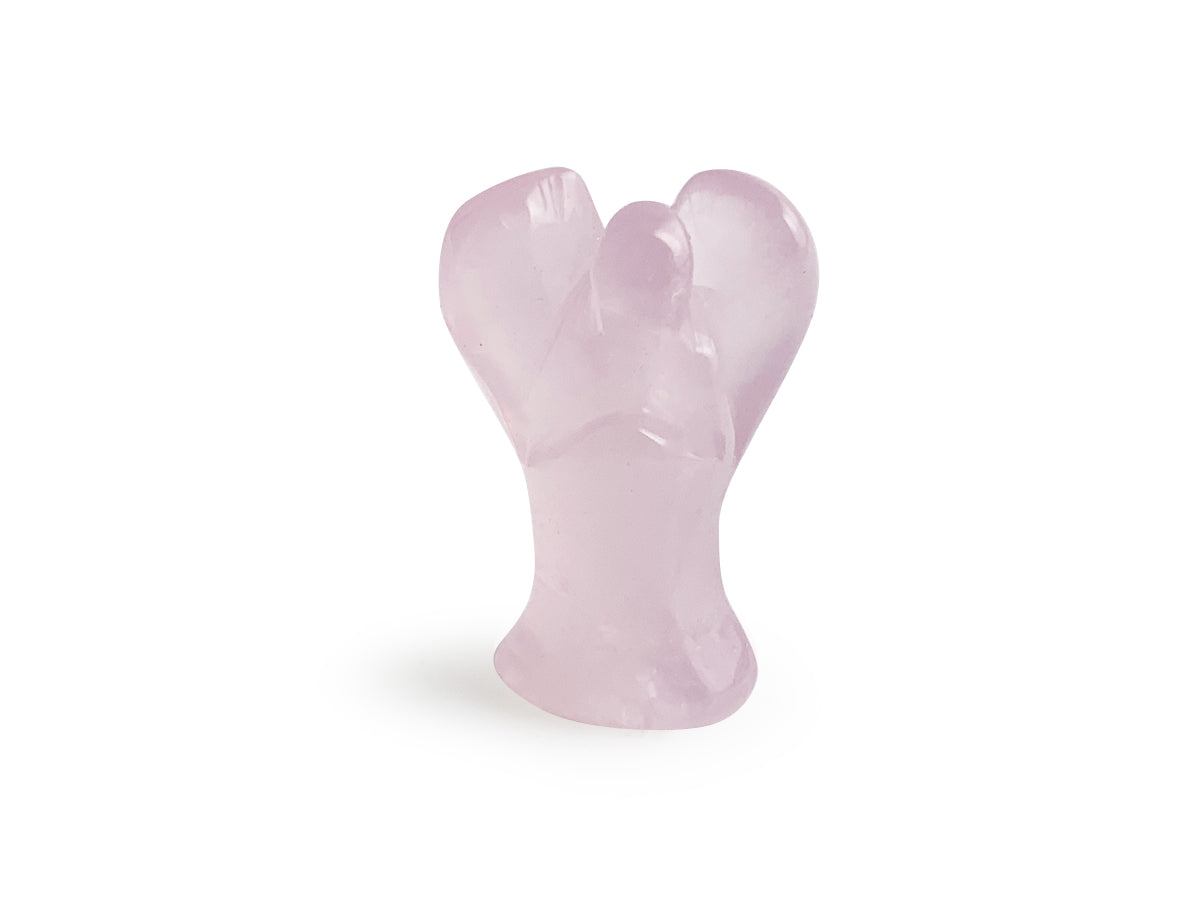 Figura Ángel de Cuarzo Rosa Chico Pulido - tallado en forma de ángel