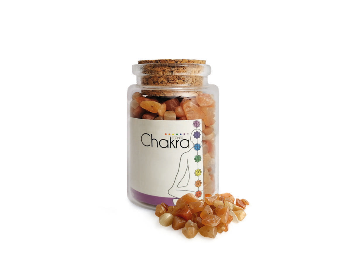 Botellita Chakras Stones Swadhisthana Plexo Sacro - costalito de piedras