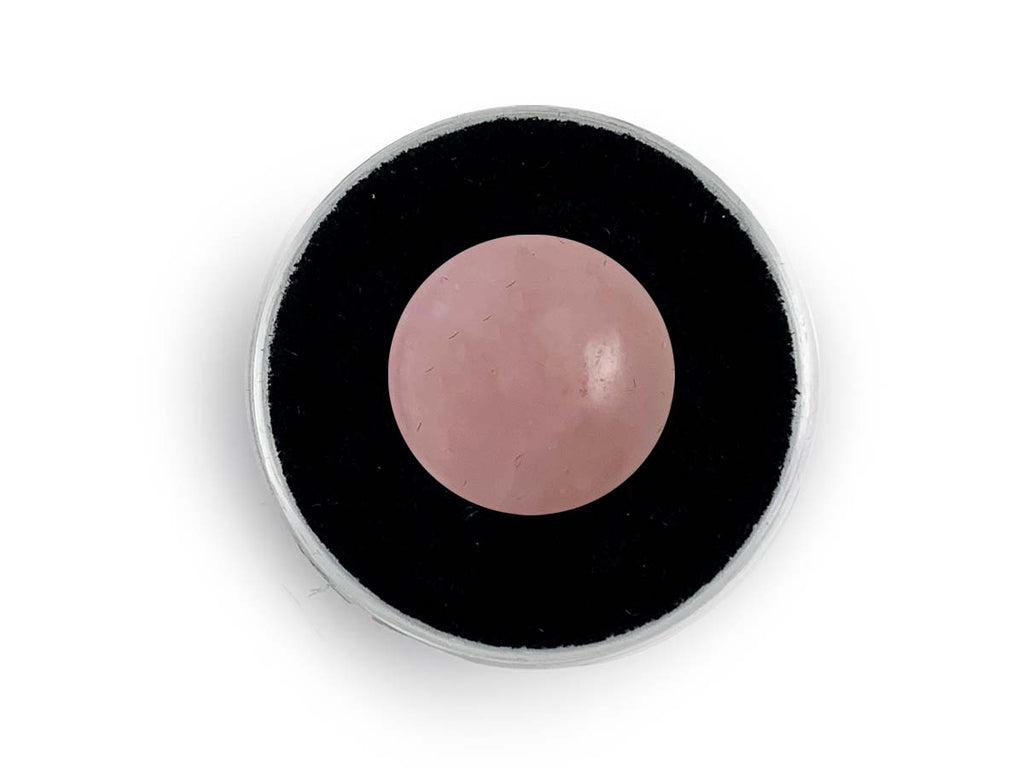 Cabujón Circular de Cuarzo Rosa - cabujón pulido