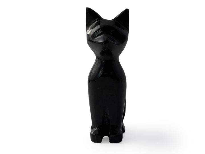 Figura Gato de Ónix Negro Chico Pulido - piedra pulida