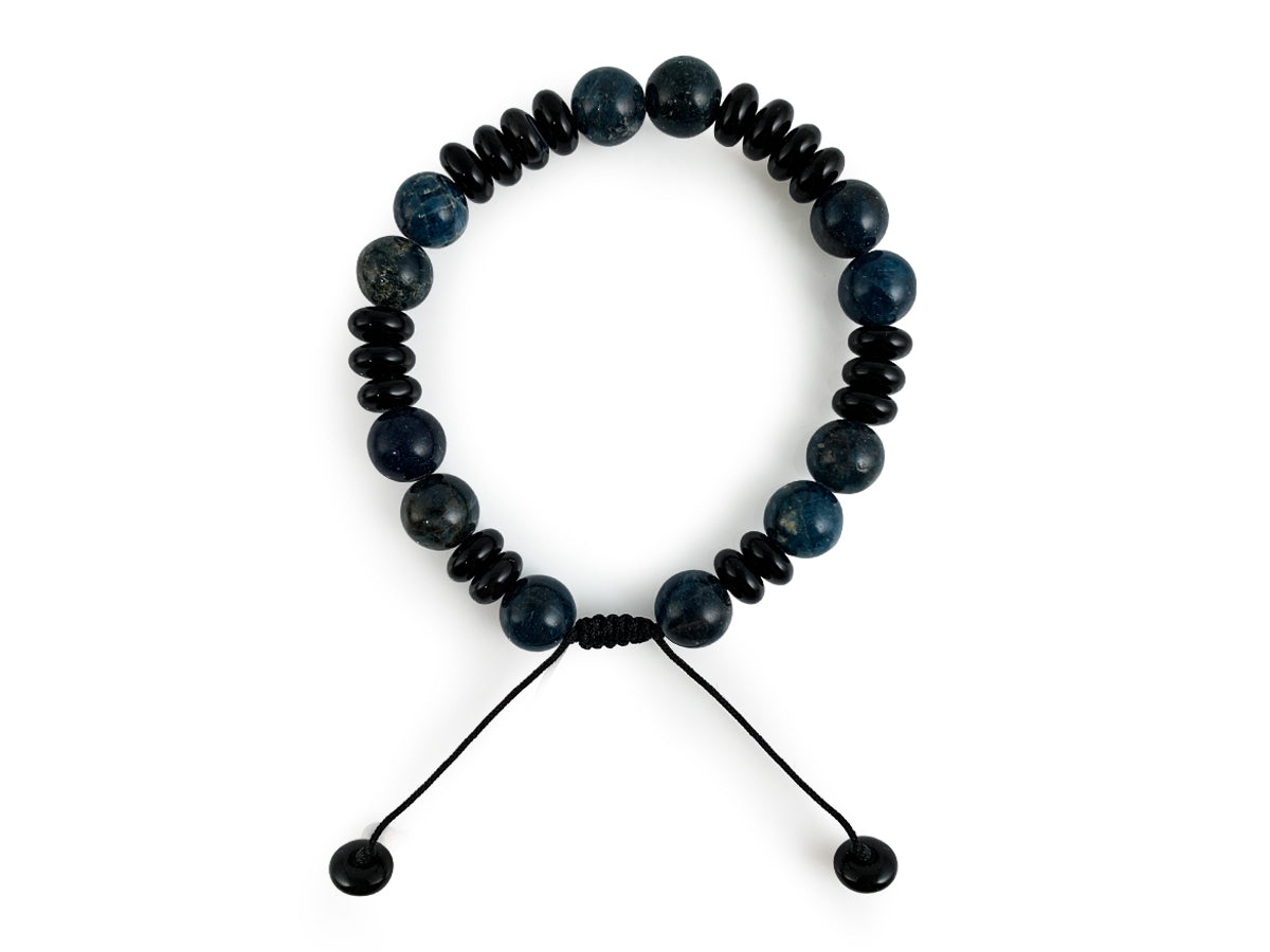 Pulsera Caballero de Ágata Negra con Apatito Azul - pulsera de piedras