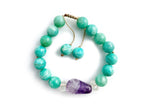 Pulsera Para Dama De Amazonita Con Centro De Amatista - Vista 1 | MineraliA