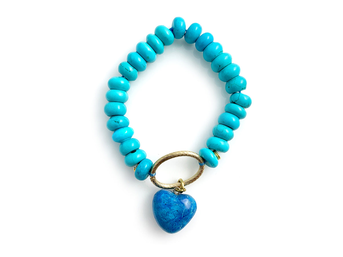Pulsera DE Howlita Azul Con Dije DE Corazón - Vista 1 | MineraliA