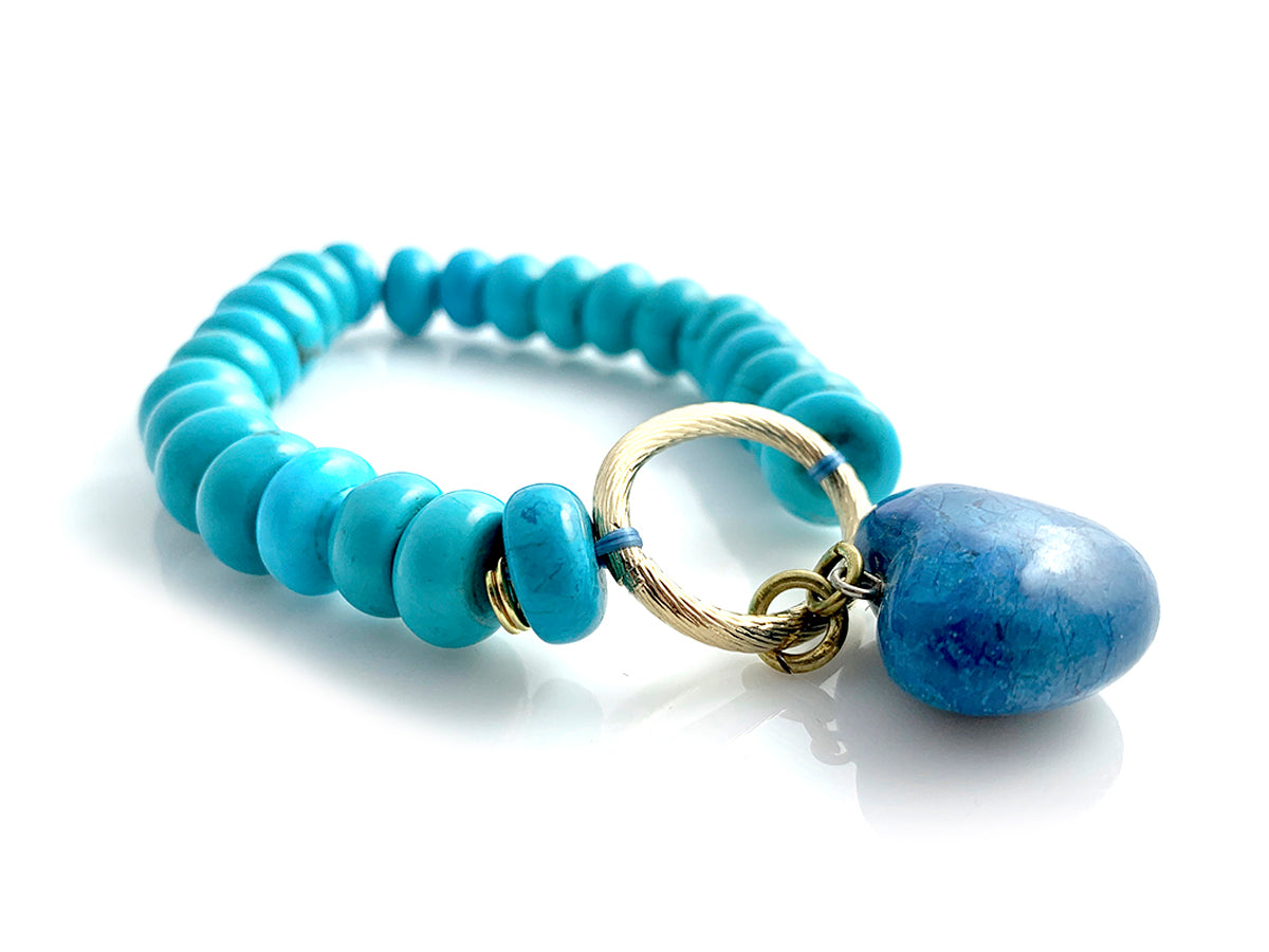 Pulsera DE Howlita Azul Con Dije DE Corazón - Vista 2 | MineraliA