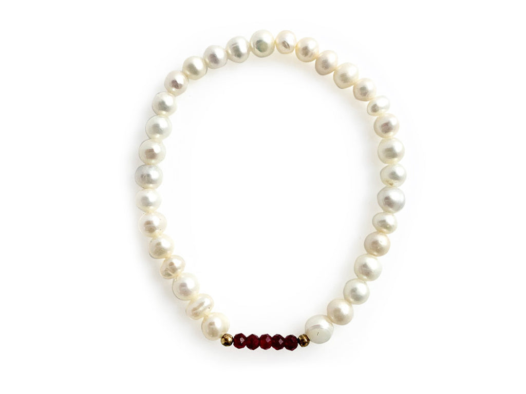 Pulsera DE Perlas Con Centro DE Rubí Y Plata .925 - Vista 2 | MineraliA