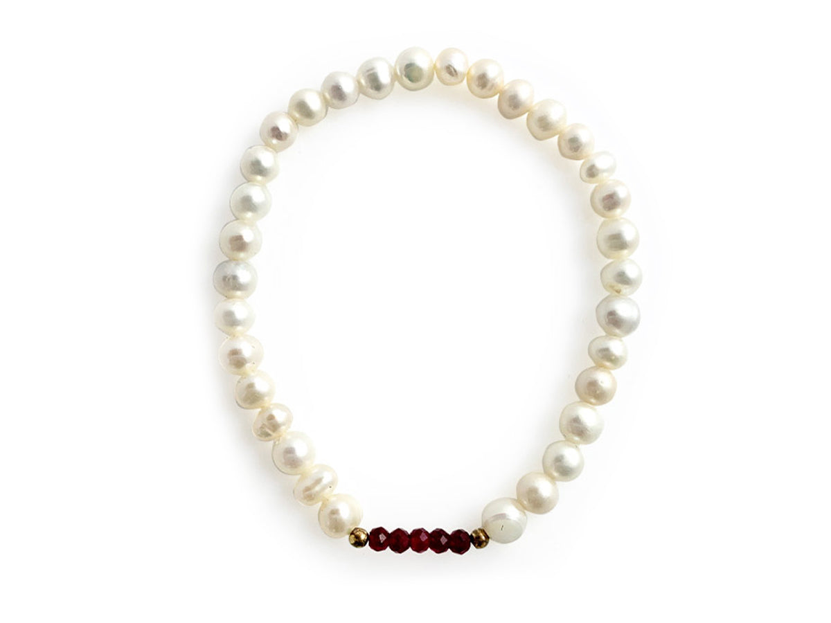 Pulsera DE Perlas Con Centro DE Rubí Y Plata .925 - Vista 2 | MineraliA
