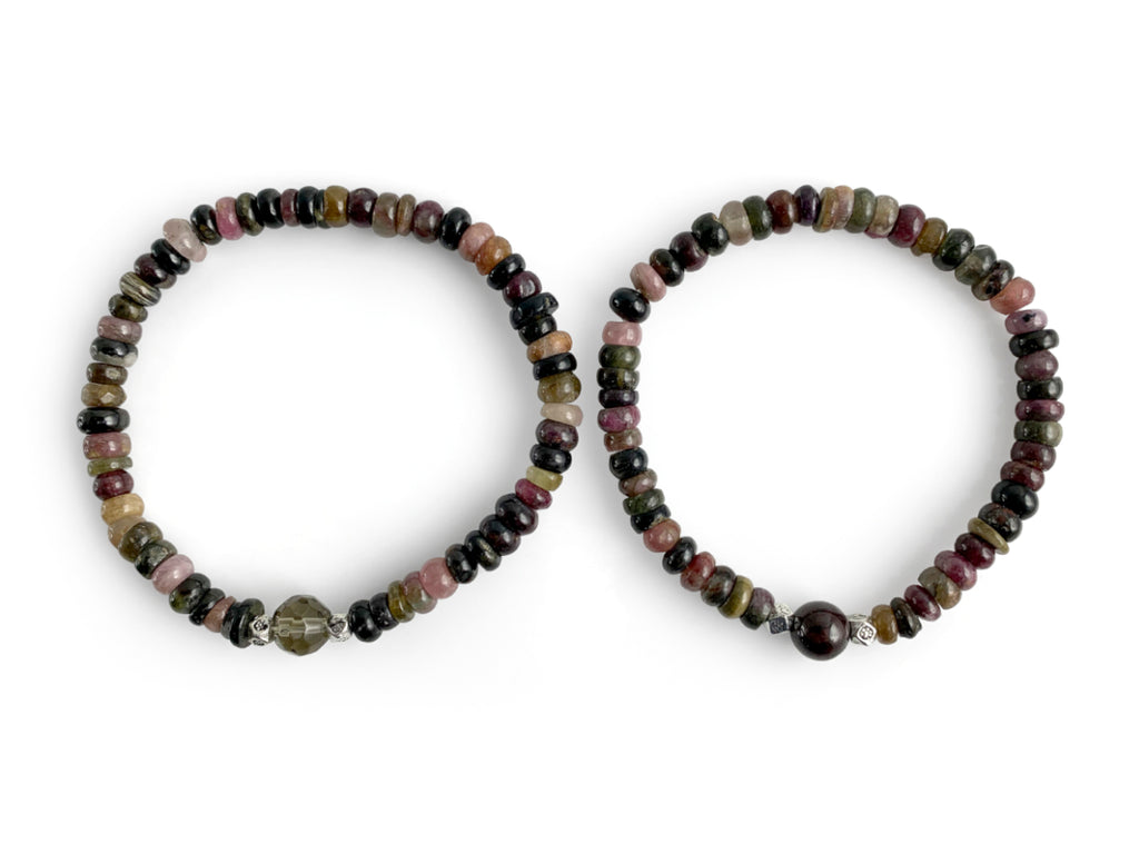 Set de Pulseras Tú y Yo de Turmalina Sandía - vista lateral
