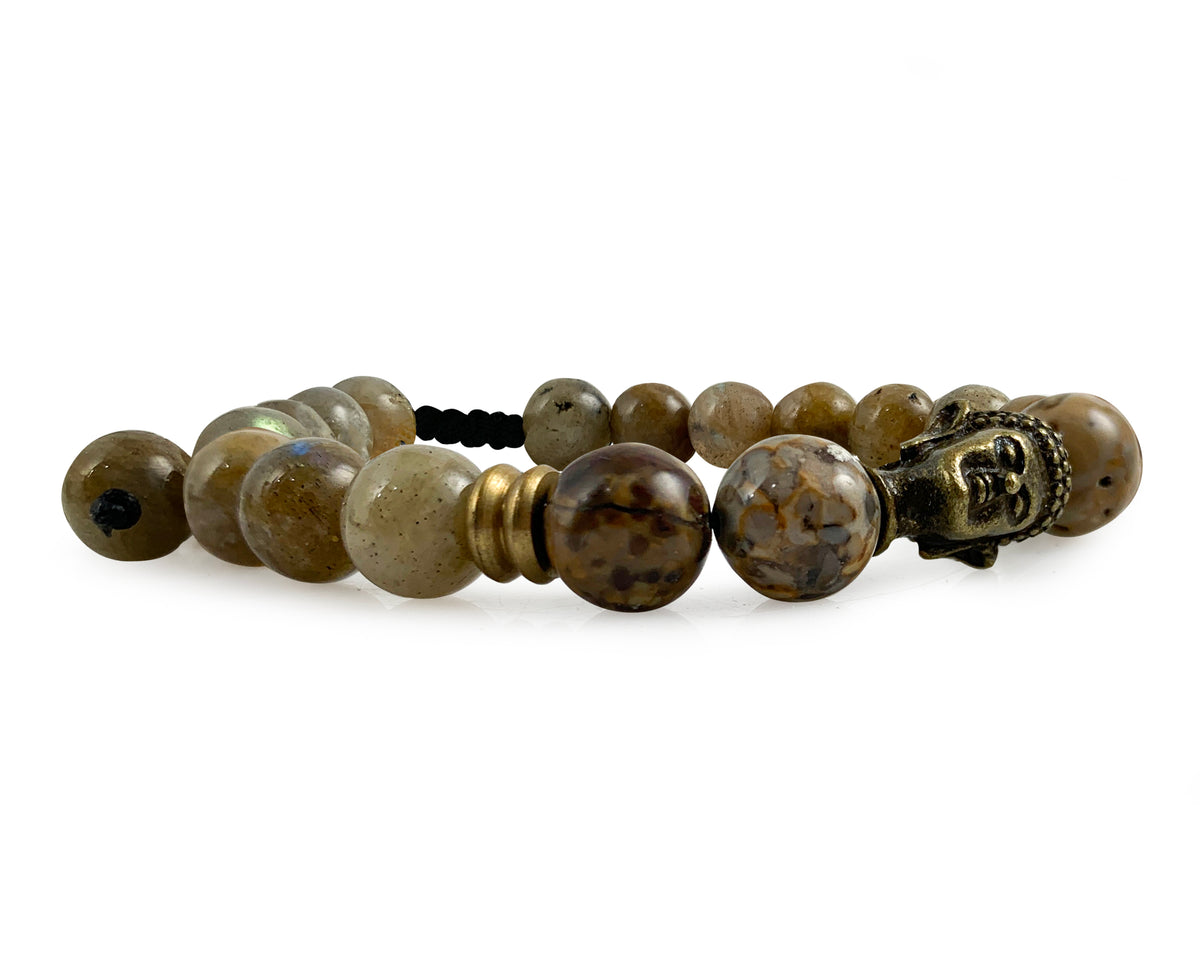 Pulsera Caballero de Labradorita y Jaspe Mixto - vista lateral