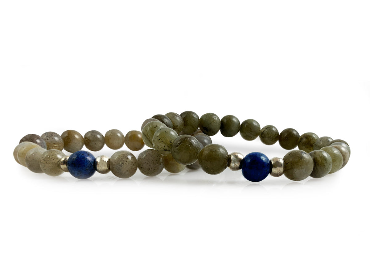 Set de Pulseras "tú y Yo" de Labradorita - pulsera de piedras