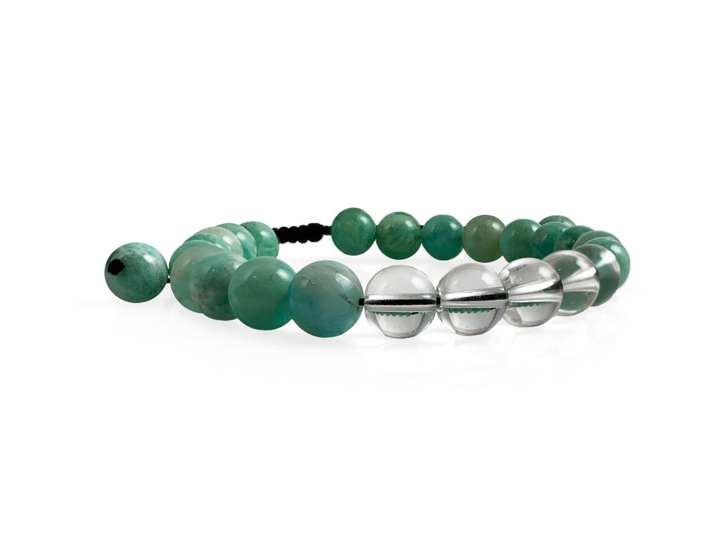 Pulsera de Amazonita y Cuarzo Blanco - vista lateral