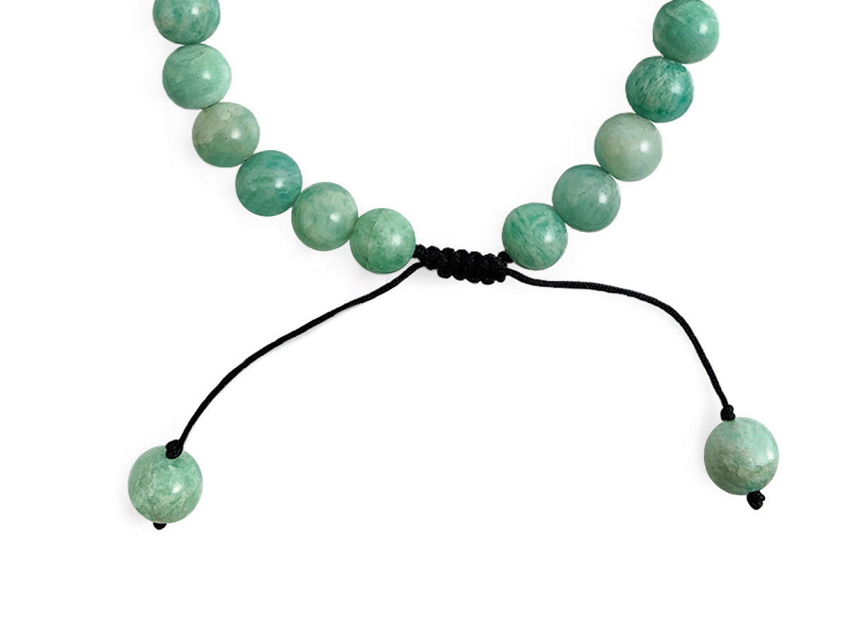 Pulsera de Amazonita y Cuarzo Blanco - detalle de textura y color