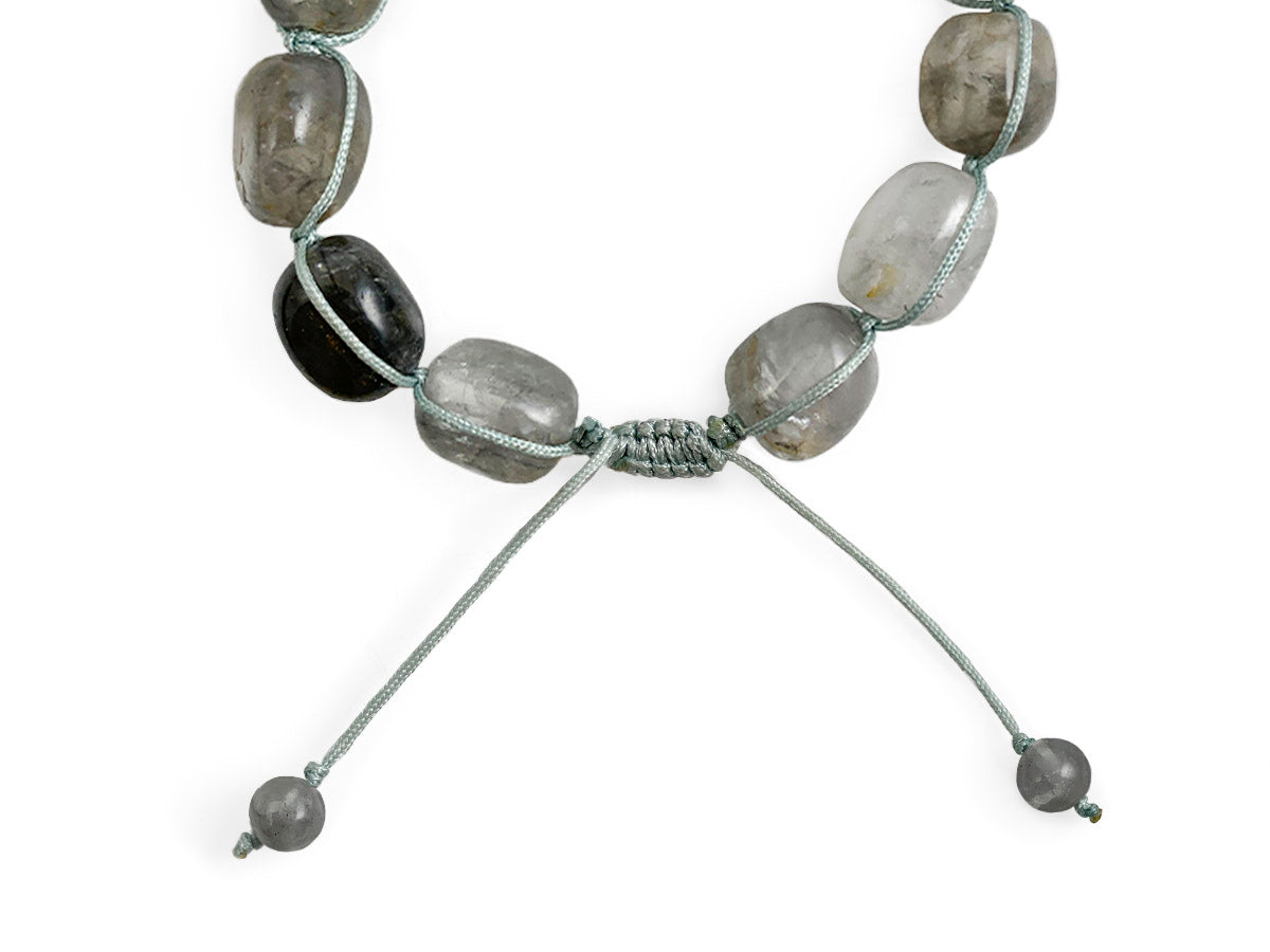 Pulsera de Cuarzo Gris Nugget - detalle de textura y color