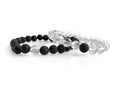 Set de Pulseras Tú y Yo de Cuarzo Blanco con Piedra Volcánica - pulsera de piedras
