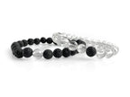 Set de Pulseras Tú y Yo de Cuarzo Blanco con Piedra Volcánica - pulsera de piedras
