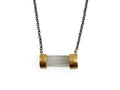 Collar Corto de Plata .925 Centro Cuarzo Blanco Facetado - collar con dije