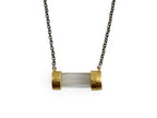 Collar Corto de Plata .925 Centro Cuarzo Blanco Facetado - collar con dije