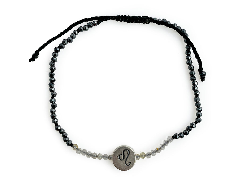 Pulsera del Zodiaco Leo con Espinela y Piedra Luna - pulsera de piedras