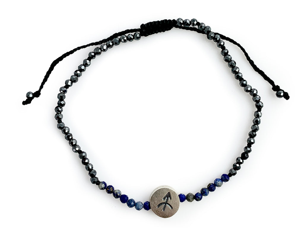 Pulsera del Zodiaco Sagitario con Espinela y Lapislázuli - pulsera de piedras