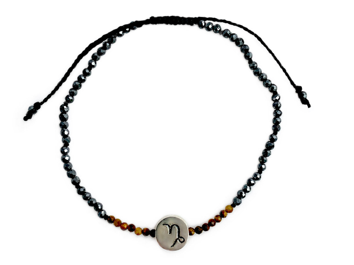 Pulsera del Zodiaco Capricornio con Espinela y Ojo de Tigre - pulsera de piedras