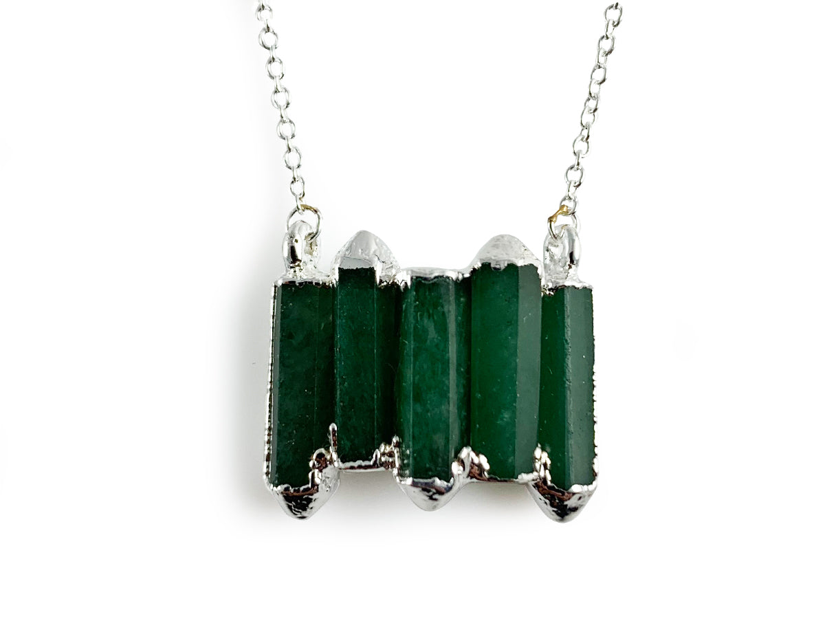 Collar de Puntas de Venturina Verde Electroformado - en punta natural