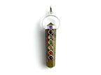 Dije Doble Punta de Unakita con Piedras Chakras Lineal - en punta natural