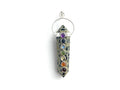 Dije Doble Punta de Jaspe Dálmata con Piedras Chakras Lineal - en punta natural