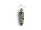 Dije Doble Punta de Jaspe Dálmata con Piedras Chakras Lineal - en punta natural