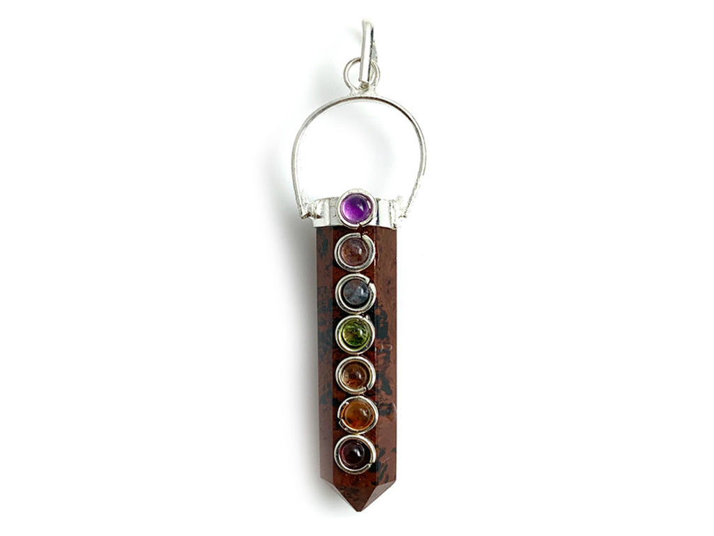 Dije Punta de Jaspe Marron Chakras Lineal - en punta natural