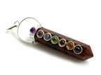 Dije Punta de Jaspe Marron Chakras Lineal - vista lateral
