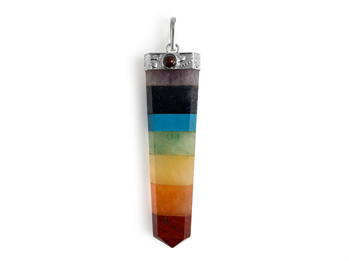 Dije Punta Plana de los 7 Chakras Electroformado - en punta natural