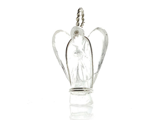 DIJE ÁNGEL DE CUARZO BLANCO.