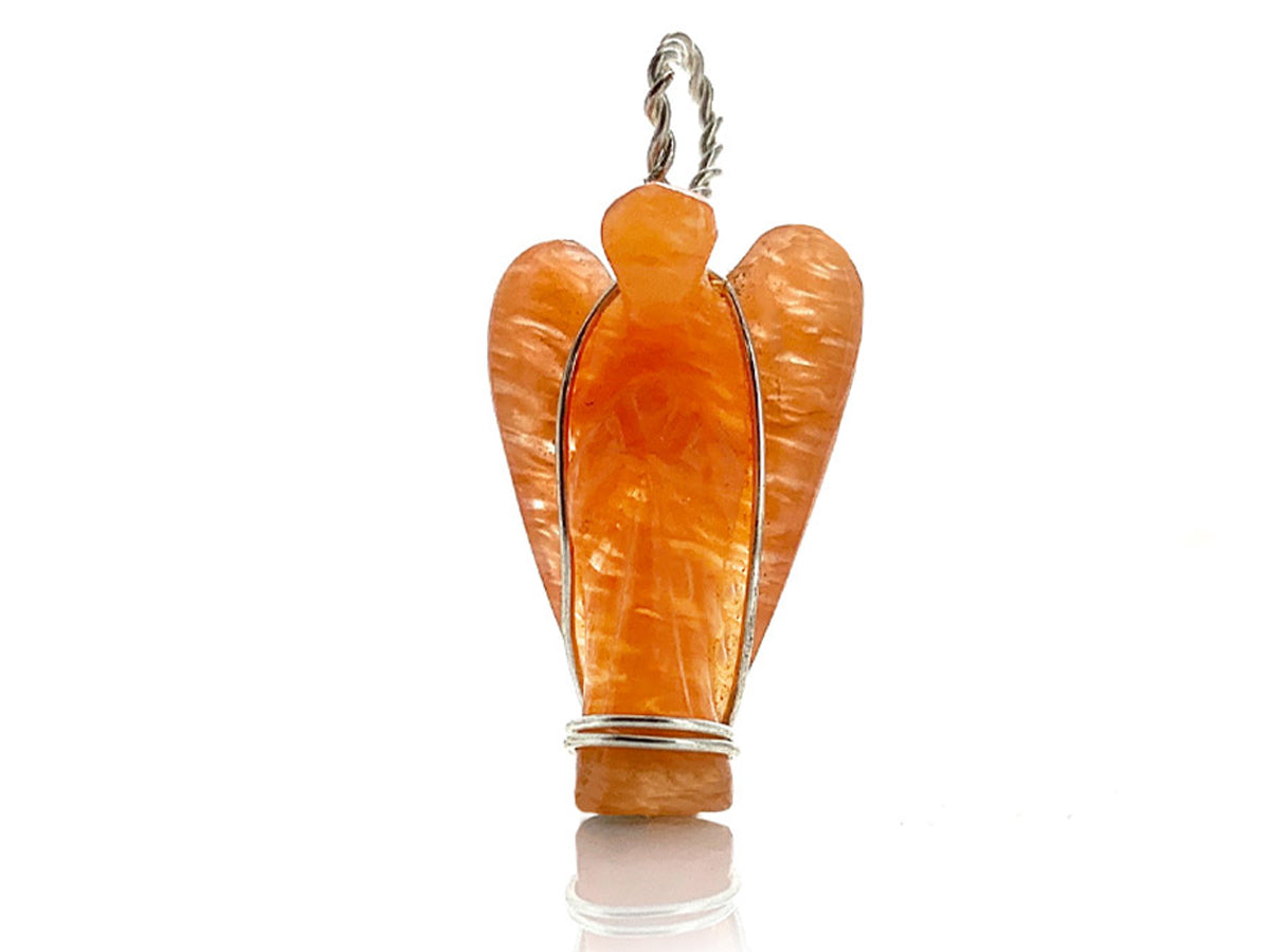Dije Ángel de Venturina Naranja Pulido - tallado en forma de ángel