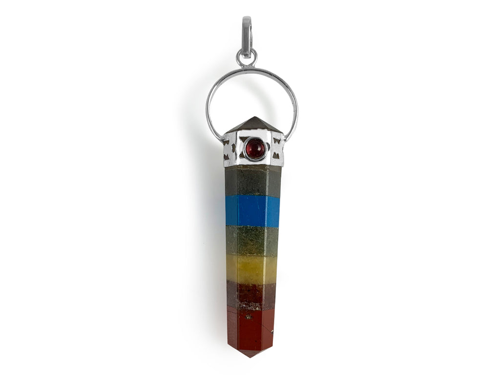 Dije Doble Punta de los 7 Chakras Facetado - en punta natural