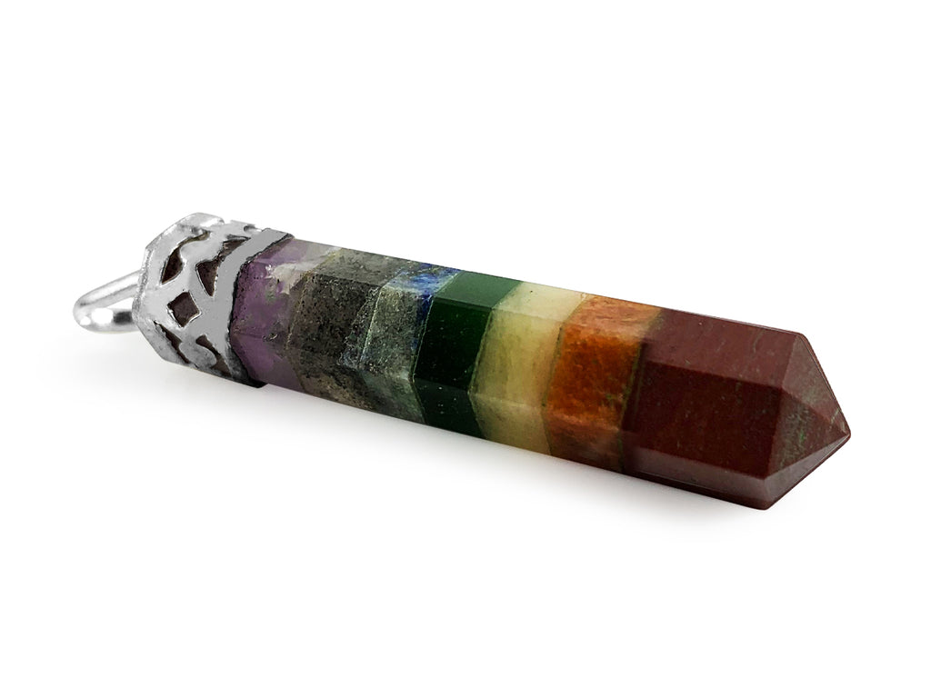 Dije Punta de los 7 Chakras 8 Caras Electroformado - vista lateral